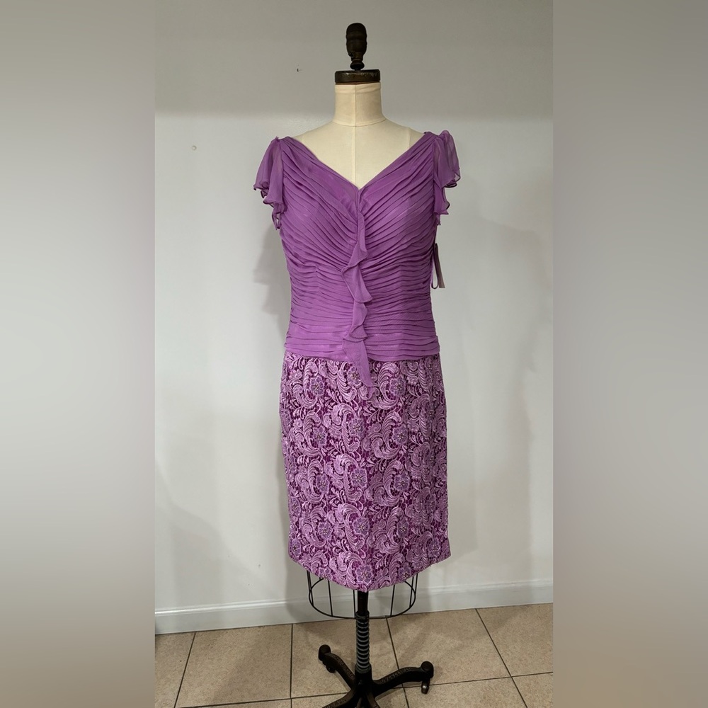 Purple JOVANI sleeveless dress with lace plus size